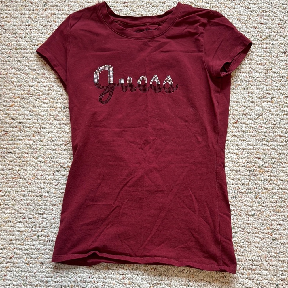 Guess Red Cap Sleeve Fitted Tee